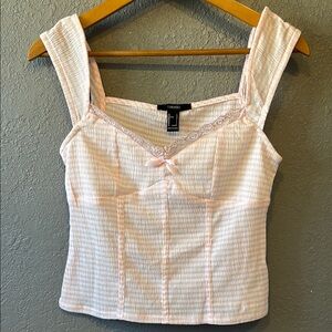 F21 Pink Striped Bustier Top